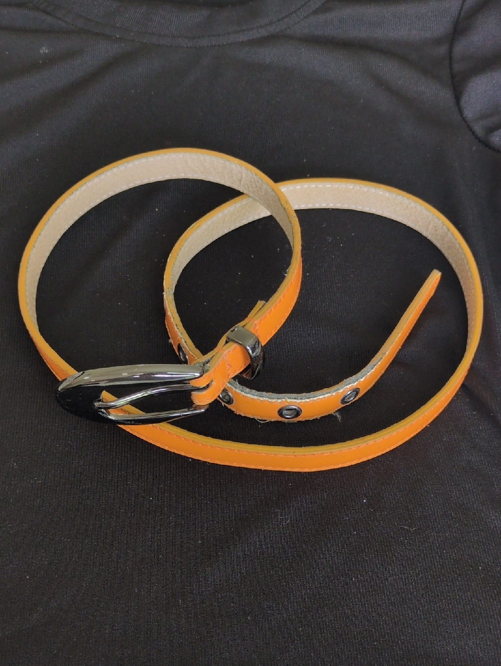 Vintage Betsey Johnson Orange Slim Patent Leather Belt